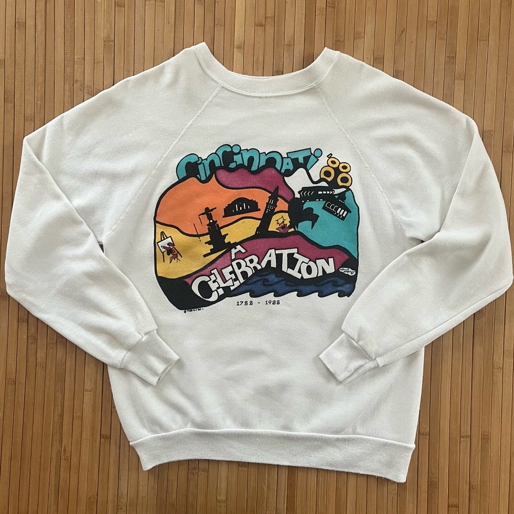 Vintage 1988 Cincinnati White Crew Neck Music Fest